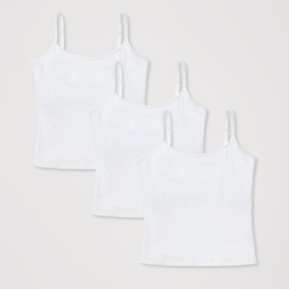 White Spaghetti Strap Tank Tops - Pack of 3